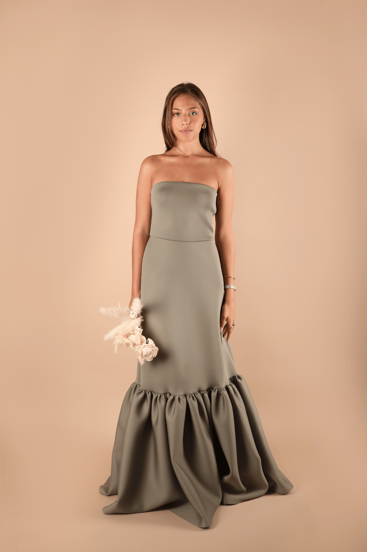 Ruffle Hem Strapless Dress