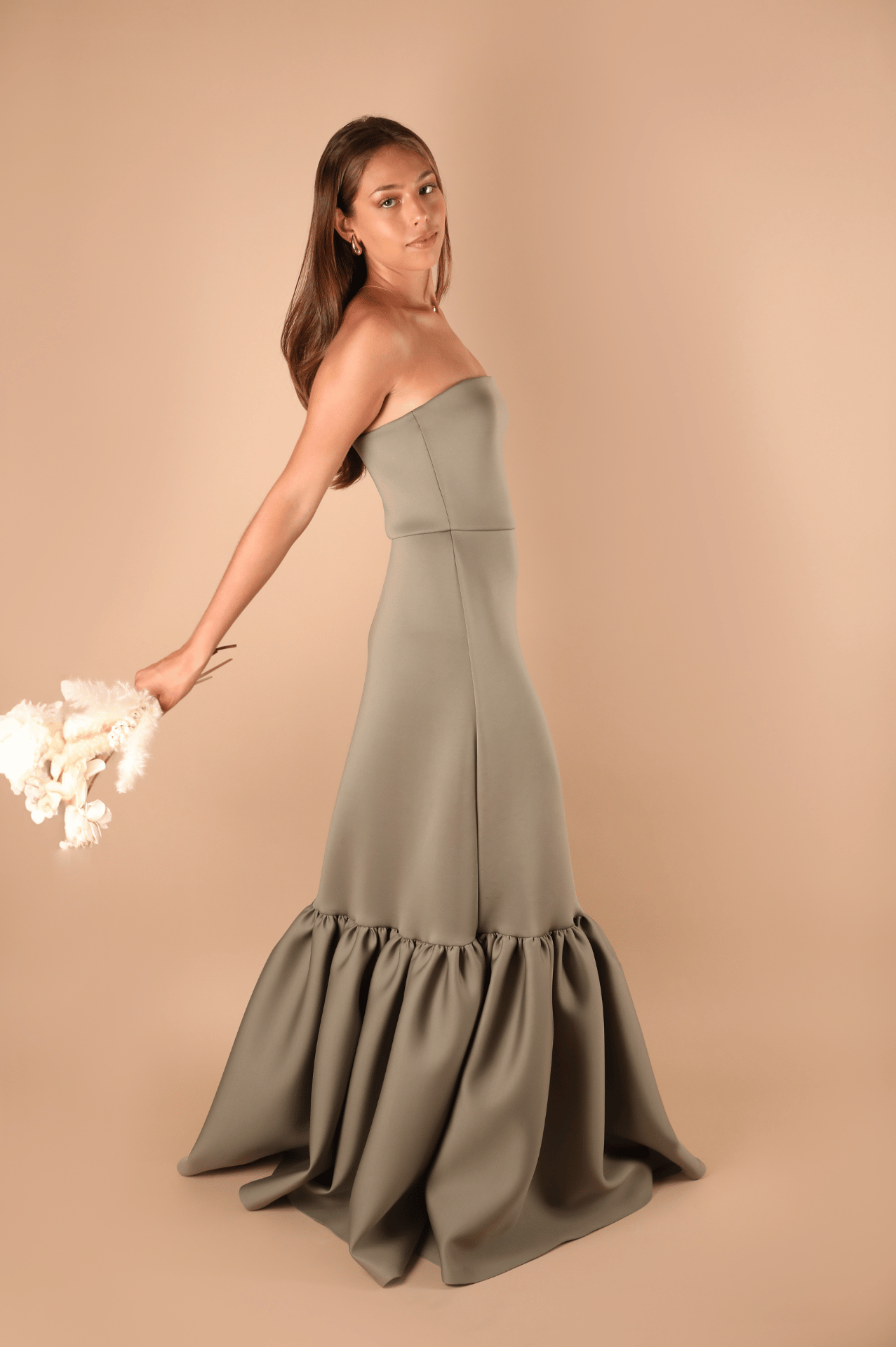 Ruffle Hem Strapless Dress