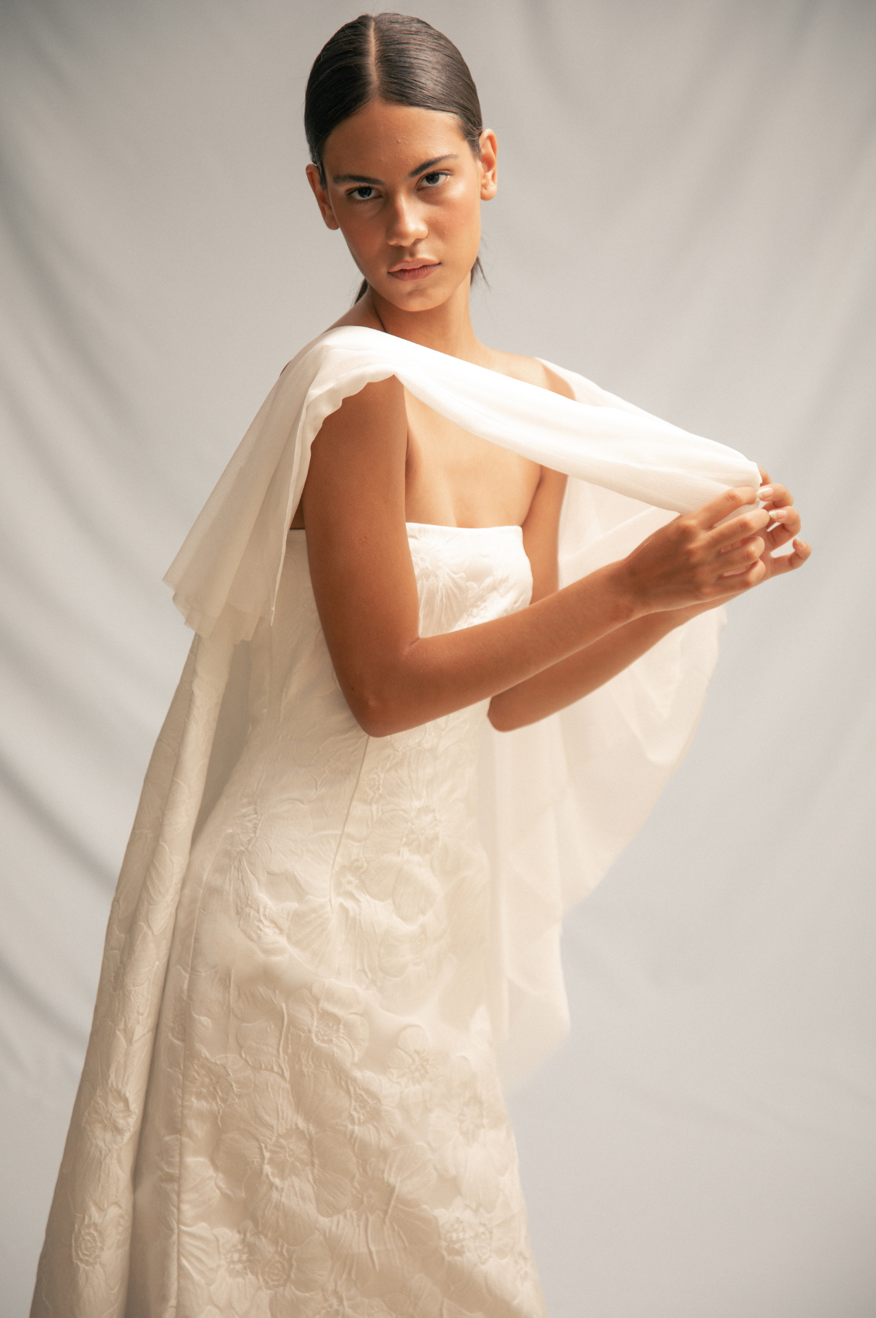White Chiffon Scarf Butter Yellow Scarf