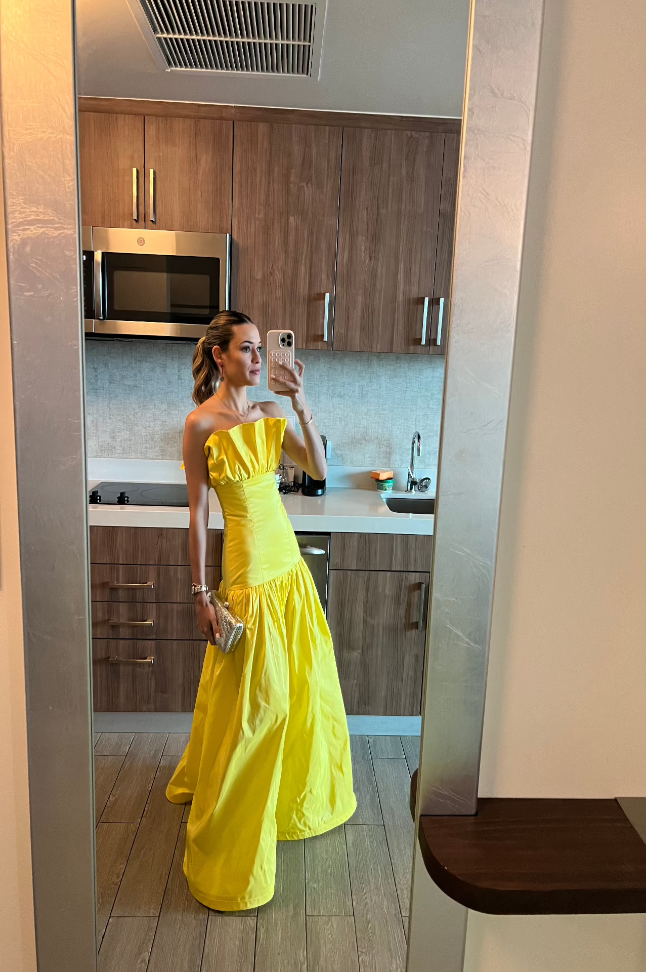 green emerald velvet dress Marigold Yellow Long Prom Dress with Sheer Bodice Marigold / 4 main image 1