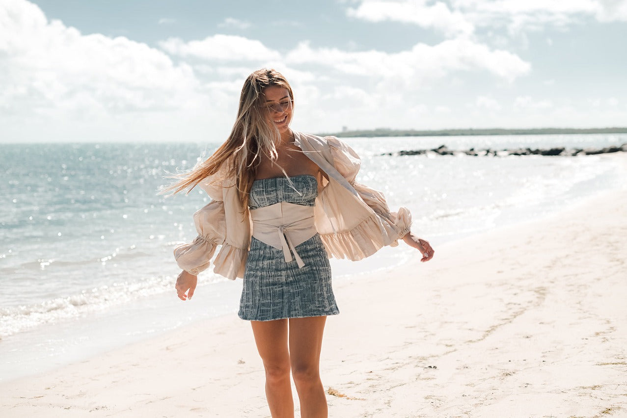 Linen Statement Jacket with Puff Sleeves