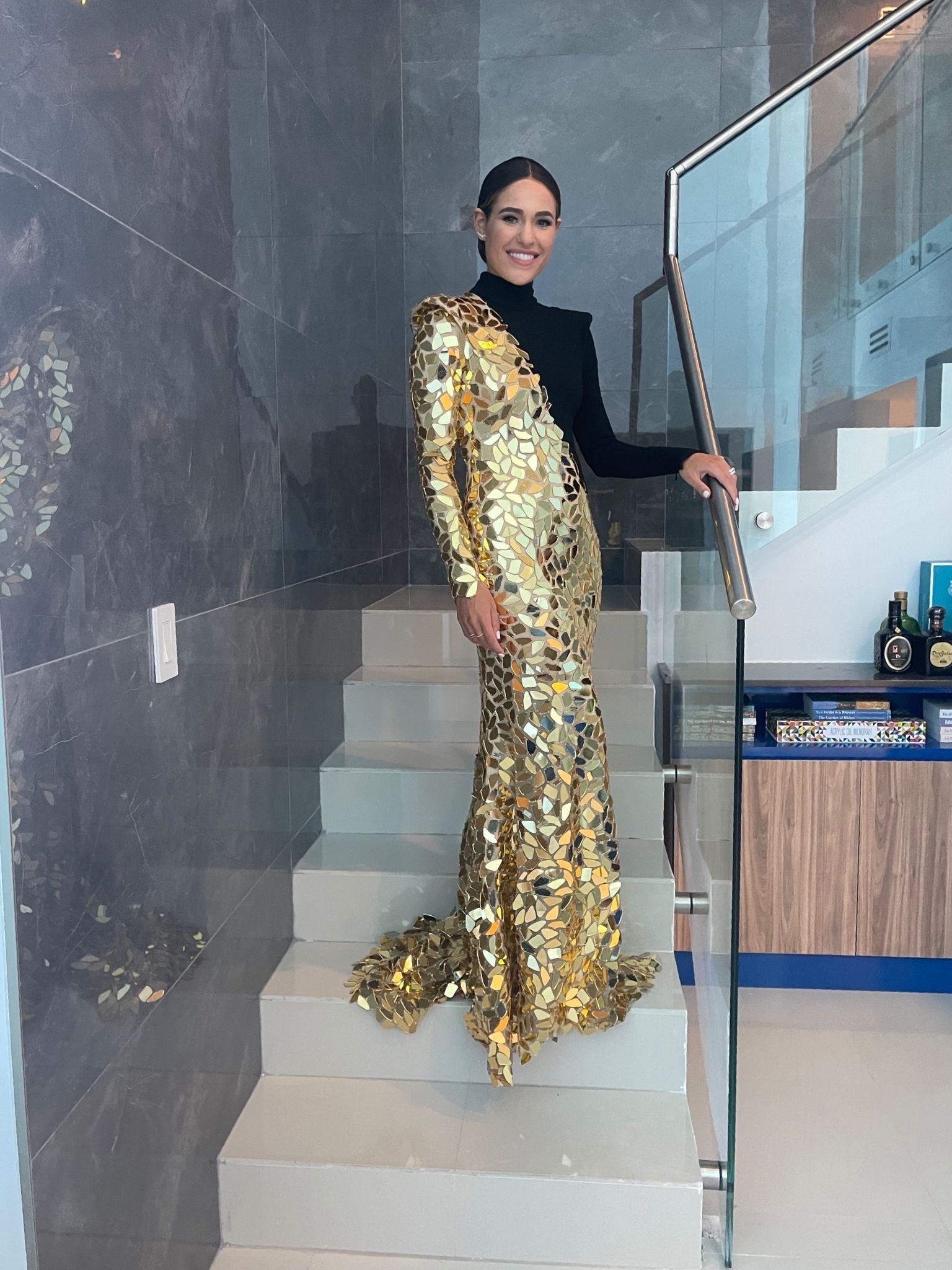 Black & Gold Mirrors Contrast Gown