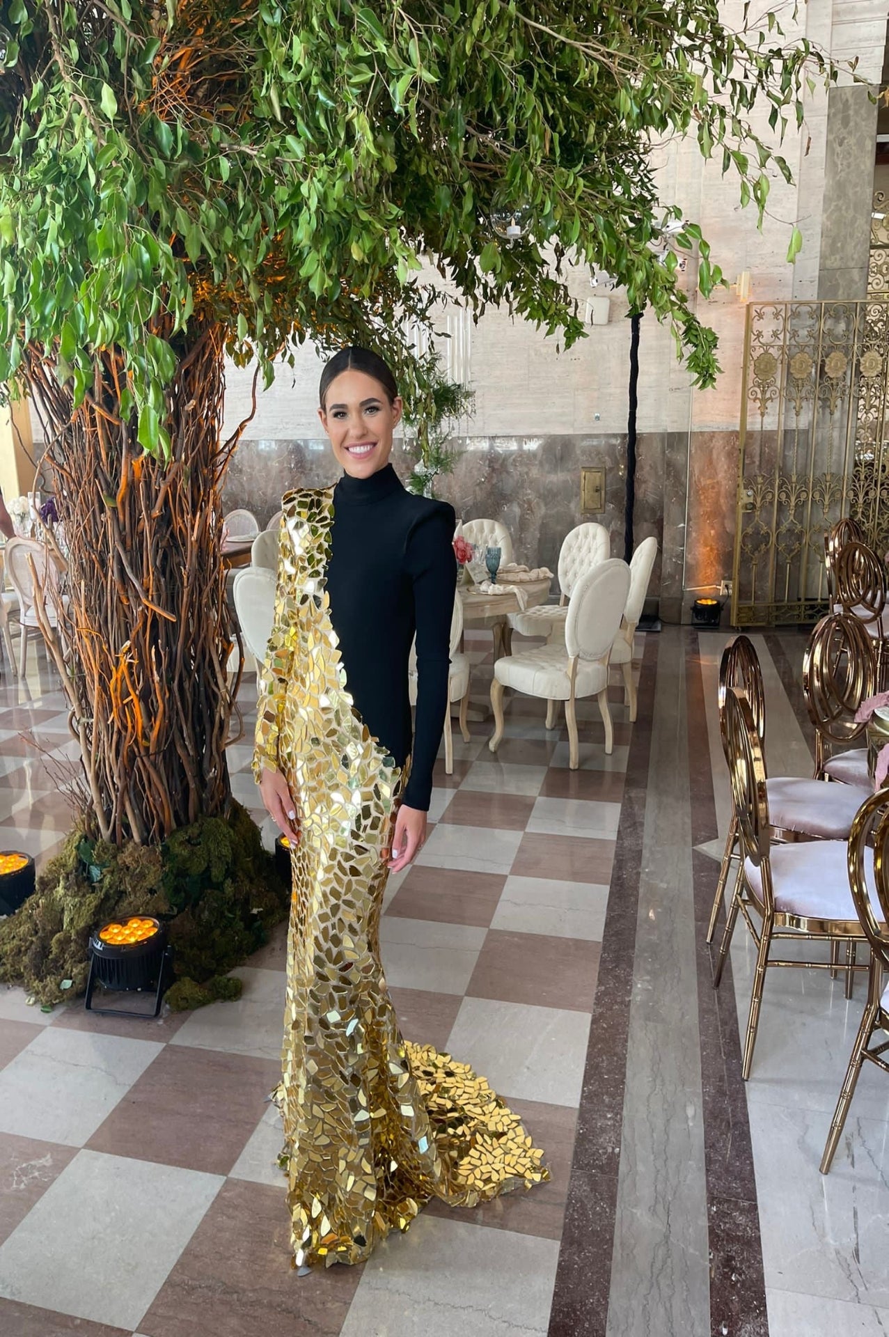 Black & Gold Mirrors Contrast Gown