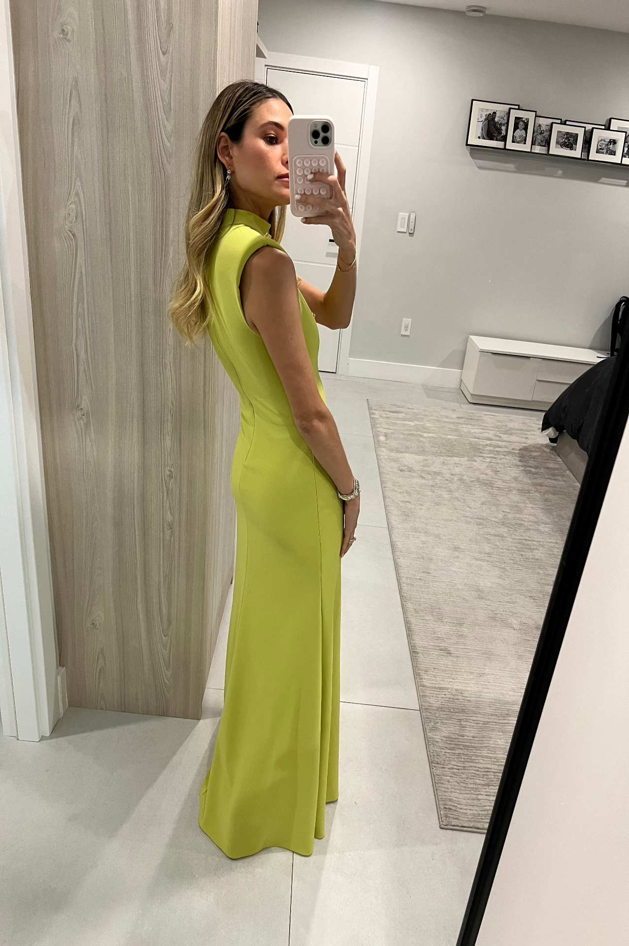 Green Crepe Stretch Safety Pin Dress