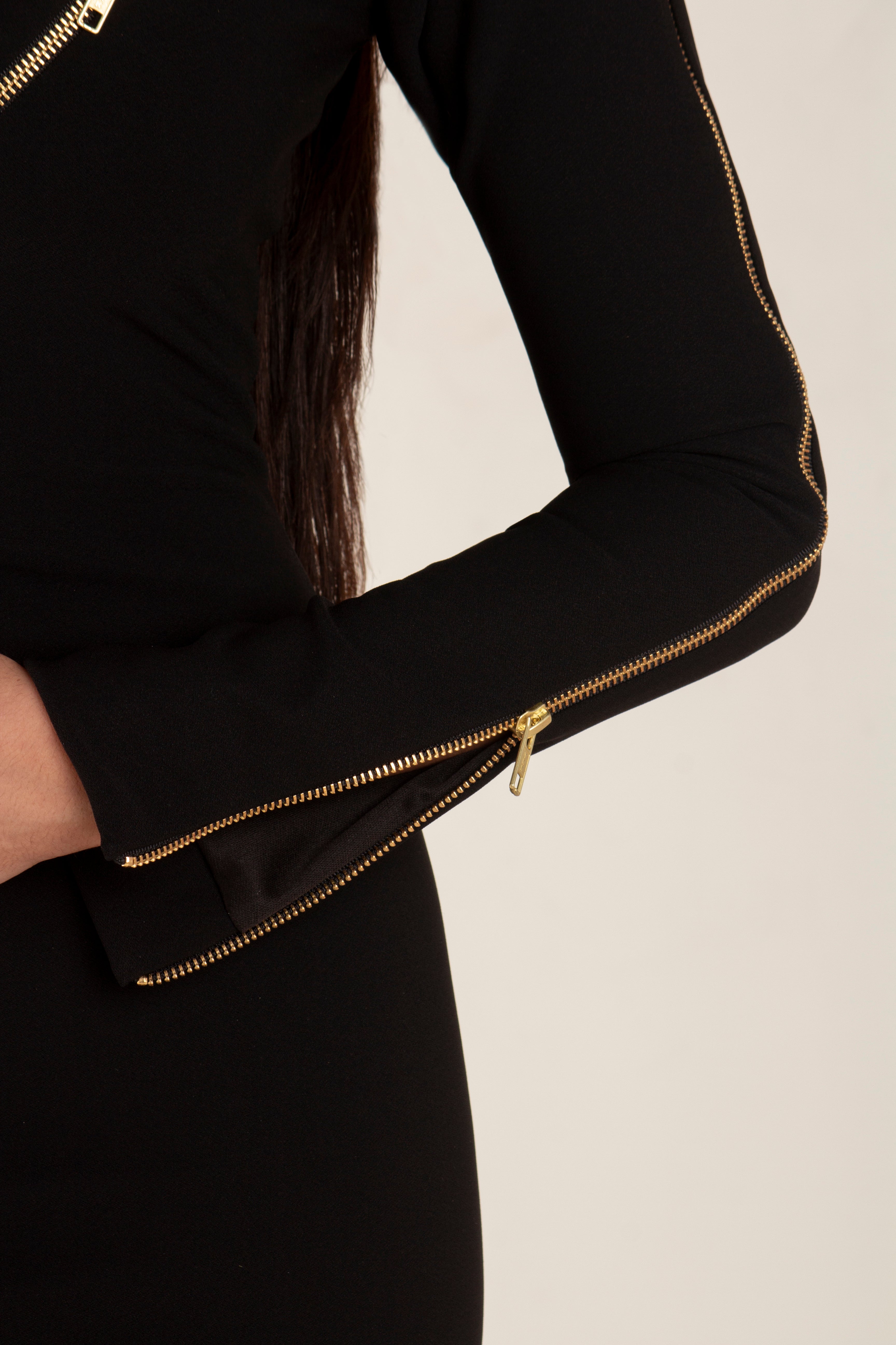Rina Black Long Sleeves Dress