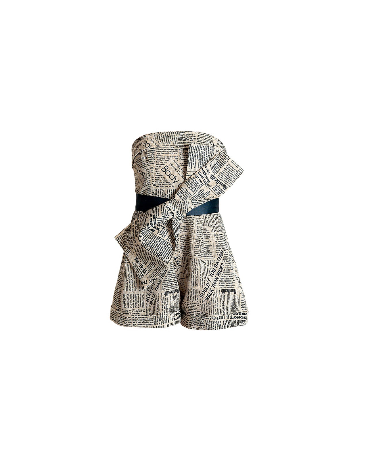 Newspaper Bow Romper | Beige