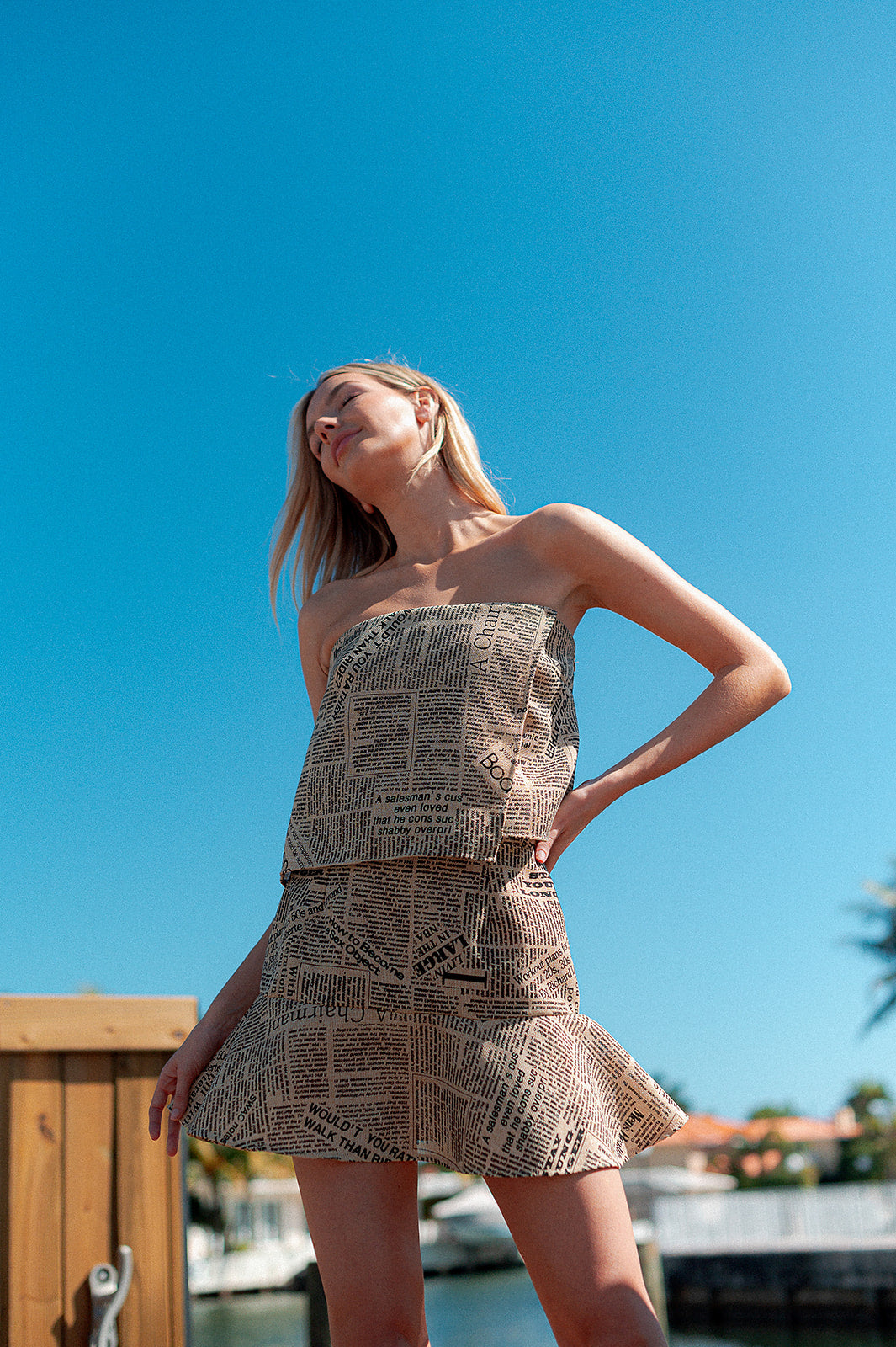 Newspaper Ruffle Skirt | Beige